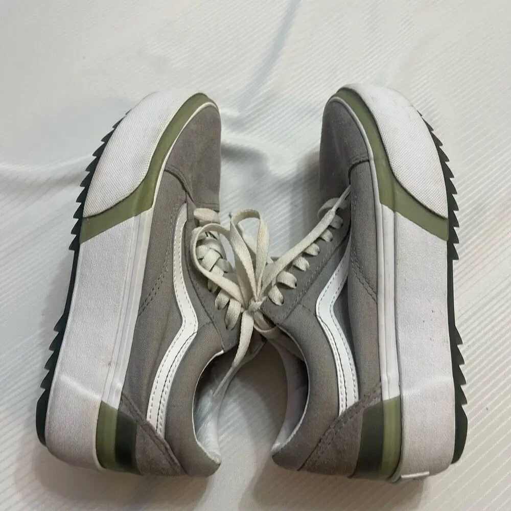 Vans Old Skool Stacked Sneakers Shoes White Gray Skate Casual Size 6.5 6 1/2 - Picture 7 of 8